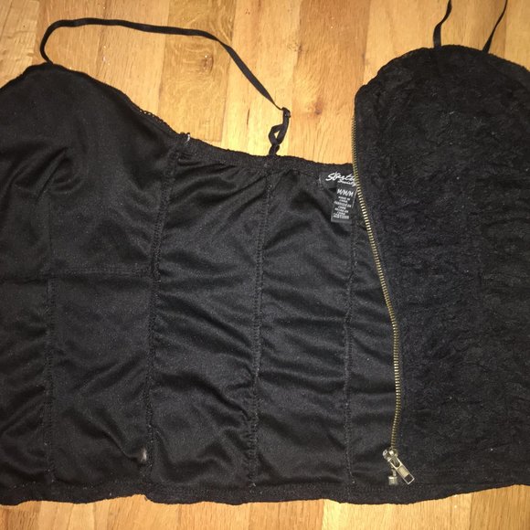 Black Ruched Zip Up Bustier - Picture 3 of 3